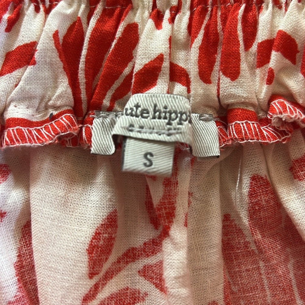Haute‎ Hippie Boho Floral Skirt Linen Blend Reddish Orange Cream/Ivory - Picture 5 of 5